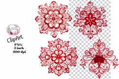 Embroidery, Flowers, Lace, PNG, Clipart, Red Product Image 1