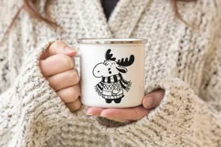 Cute moose in sweater and scarf SVG EPS PNG. Product Image 2
