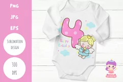 Birthday number fourth birthday party angel kawaii clipart Product Image 1