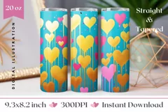 Valentine Gold Hearts Tumbler Wrap, Valentine's Day Tumbler Product Image 1