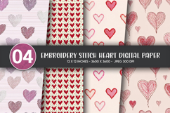 Embroidery Stitch Heart Digital Paper Product Image 1