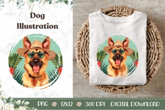 Cute German Shepherd Dog Illustration, Cartoon Shepherd Dog Product Image 1
