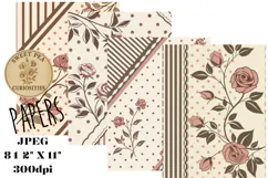 Flowers, Pink, Paper, Shabby Chic, Papers, Junk Journal Product Image 1