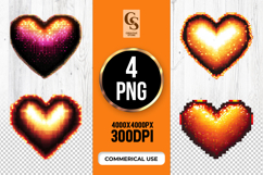 Pixel Neon Heart Glow Clipart Sublimation PNG Product Image 1
