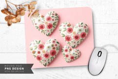 Floral Geometric Hearts Mouse Pad PNG Design Product Image 1