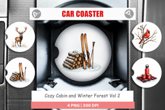 Cozy Cabin Winter Forest Car Coaster Product Image 1