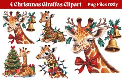 Christmas Giraffes Clipart PNG Product Image 1
