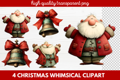 4 Whimsical Christmas Clipart featuring cute holiday charact Product Image 1
