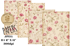 Shabby Chic, Pink, Paper, Floral, Papers, Junk Journal Product Image 1