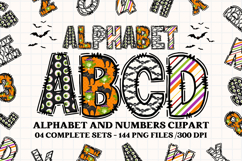 Halloween Alphabet png clipart, halloween letters doodle Product Image 1