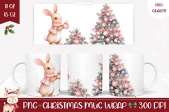 Cartoon Christmas Bunny Mug, Winter Animals Mug Template Product Image 1