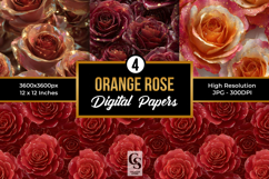 Orange Glitter Rose Digital Papes Product Image 1