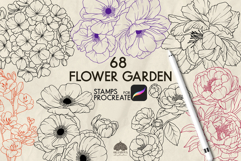 Summer Flower Garden Procreate stamps Product Image 1