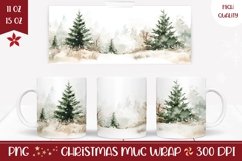 Christmas Tree Mug Sublimation, Watercolor Winter Mug Design Product Image 1