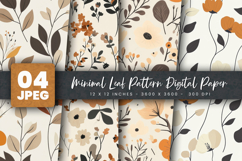 Minimal Leaf Pattern Digital Paper Product Image 1