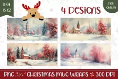 Christmas Village Mug, Christmas Church Mug Template Product Image 1