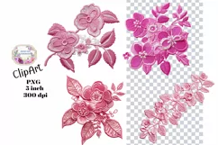 Embroidery, Flowers, Lace, PNG, Clipart, Pink Product Image 1