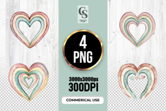 Boho Heart Rainbow Clipart PNG Product Image 1