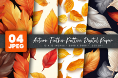 Autumn Feather Pattern Digital Paper Product Image 1