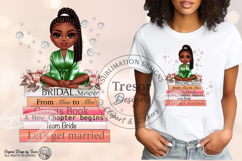 Black Bride Chibi PNG | Green Robe Bridal Shower Product Image 3