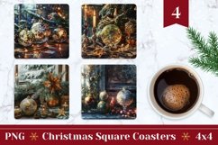 Christmas Square Coaster Sublimation, Christmas Coasters PNG Product Image 1