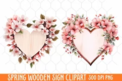 Spring Wooden Sign Clipart, Wooden Sign Watercolor Product Image 1