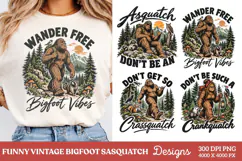 Bigfoot Wander Free PNG, Vintage Sasquatch Hiking PNG, Funny Product Image 1
