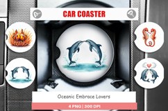 Oceanic Embrace Lovers Car Coaster Product Image 1