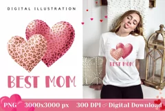 Love Hearts Illustration, Valentine's Day PNG, Best Mom PNG Product Image 1