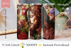 Stained Glass Jesus Tumbler Wrap, Easter Tumbler PNG Product Image 1