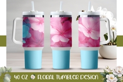 Hydrangea Tumbler Wrap Design, Blue 40 Oz Tumbler PNG Product Image 1