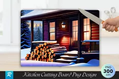 A pile of firewood stacked under a farmhouse Cutting Board Product Image 1