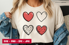Three Hand Drawn Heart Sketch Design SVG PNG Product Image 1