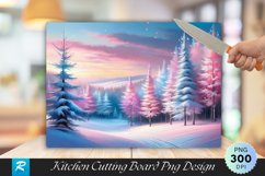 Serene Snowy Forest Scene Cutting Board PNG Design Product Image 1