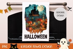 Spooky Halloween Castle Towel Print, Happy Halloween PNG Product Image 1