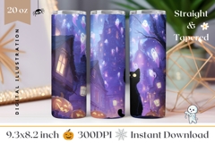 Spooky Halloween Castle Tumbler, Spooky Tumbler Wrap Product Image 1