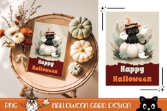 Happy Halloween Greeting Card, Halloween Black Cat Wall Art Product Image 1