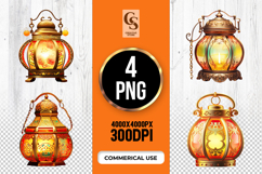 Golden Decorative Lantern Clipart Sublimation PNG Product Image 1