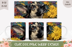 German Shepherd Mug Design, Flowers Mug Sublimation Product Image 1