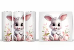 Bunny Easter Tumbler Design. Spring Bunny Tumbler Wrap Product Image 2
