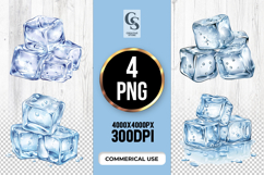 Realistic Ice Cube Stack Clipart Sublimation PNG Product Image 1