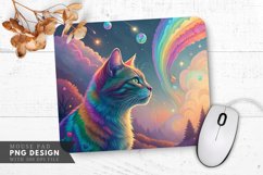 Dreamy Rainbow Cat Landscape Mouse Pad PNG Design Product Image 1