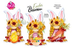 Watercolor gnomes for Easter Dwarf Easter, gnome with rabbit Product Image 1