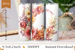 Flowers Tumbler Wrap Template, Flowers Wreath Sublimation Product Image 1