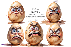 Easter Clipart, Grumpy Easter Egg Clipart, Grumpy face png Product Image 1