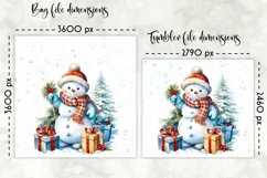 Watercolour Snowman Lunch Bag Print | Christmas Lunch Bag Product Image 2