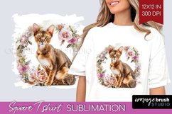 Floral Cat Square Tshirt Background - Flowers PNG Product Image 1
