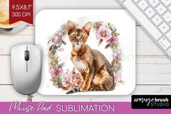 Floral Cat Mouse Pad Sublimation - Flowers Mousepad PNG Product Image 1