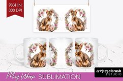 Floral Cat Mug Wrap - Flowers Mug PNG Sublimation Product Image 1