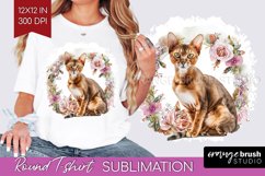 Floral Cat Round Tshirt Background - Flowers PNG Sublimation Product Image 1